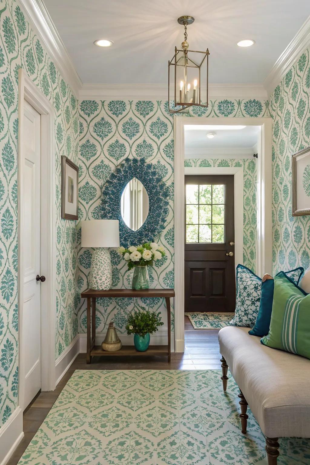Patterns add a vibrant and personal dimension to your entryway.