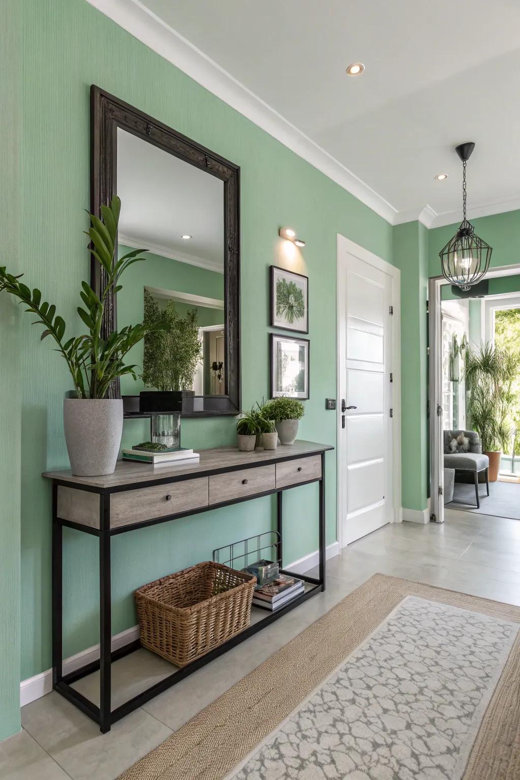 Revitalize your entryway with verdant mint tones.