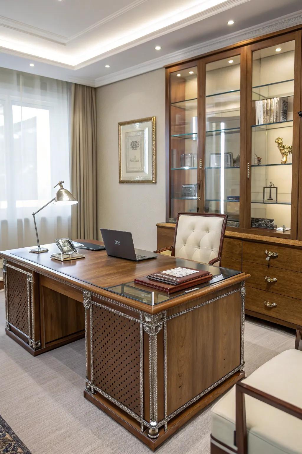 Strong materials make this office look good for a long time.