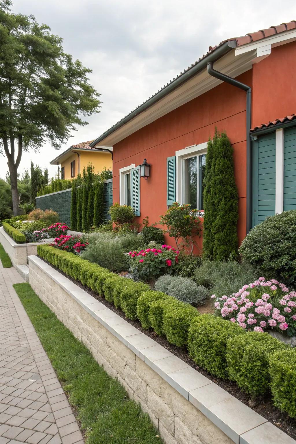 Mixing with yard work makes balance between building and nature.