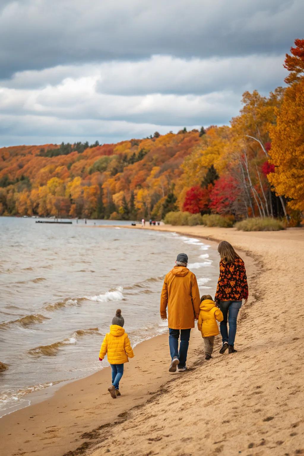 A beachside location delivers a refreshing and unparalleled perspective on fall family photos.
