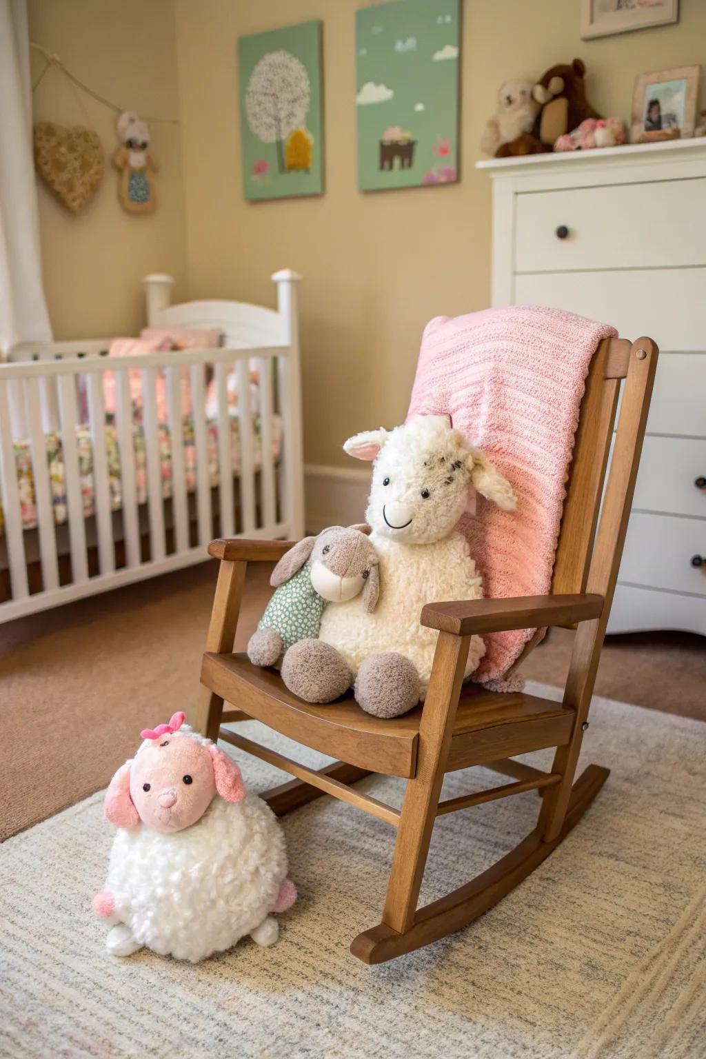 Soft toys bring warmth and comfort to a farm themed space.
