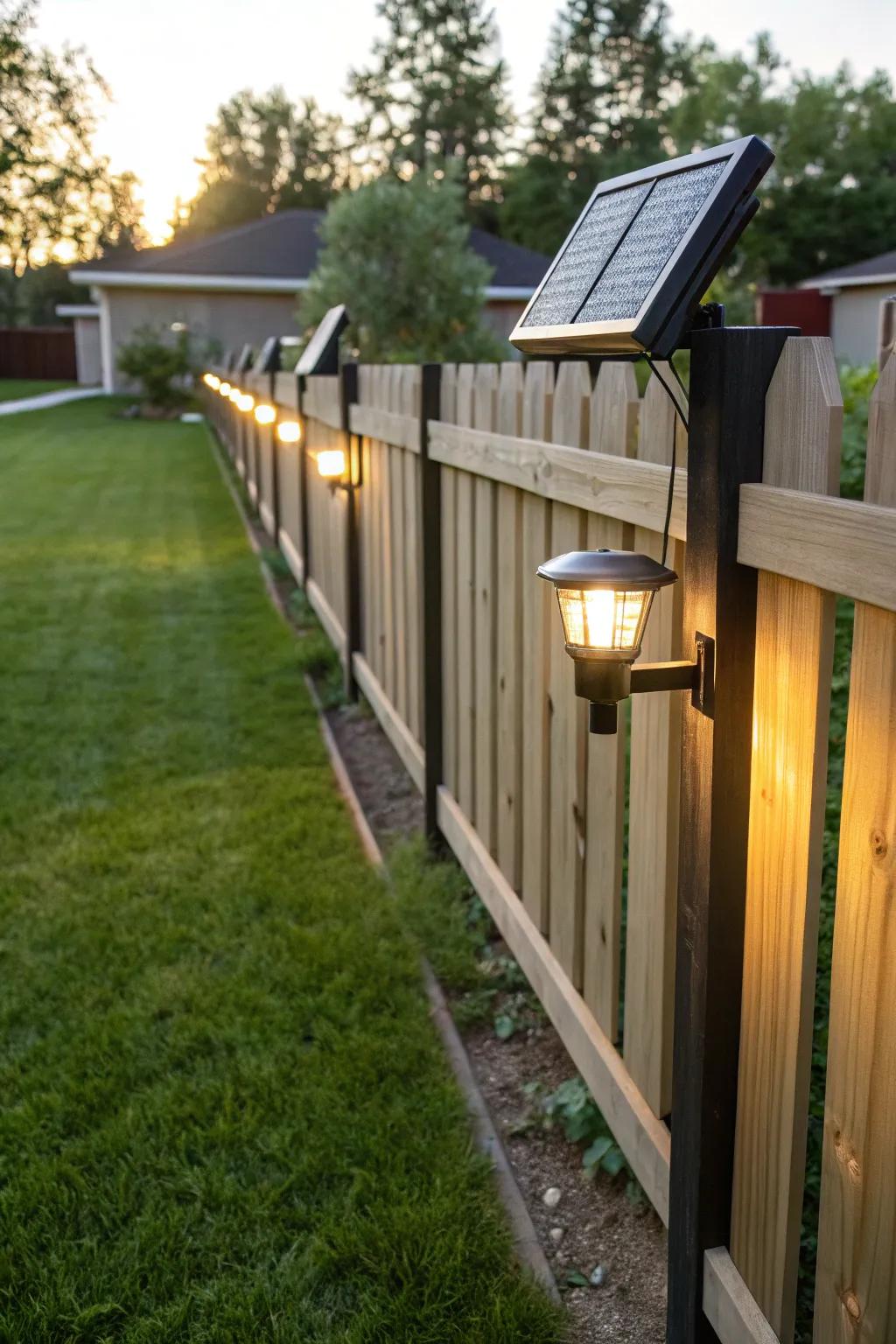 Solar lights are an eco-friendly way to brighten your fence.