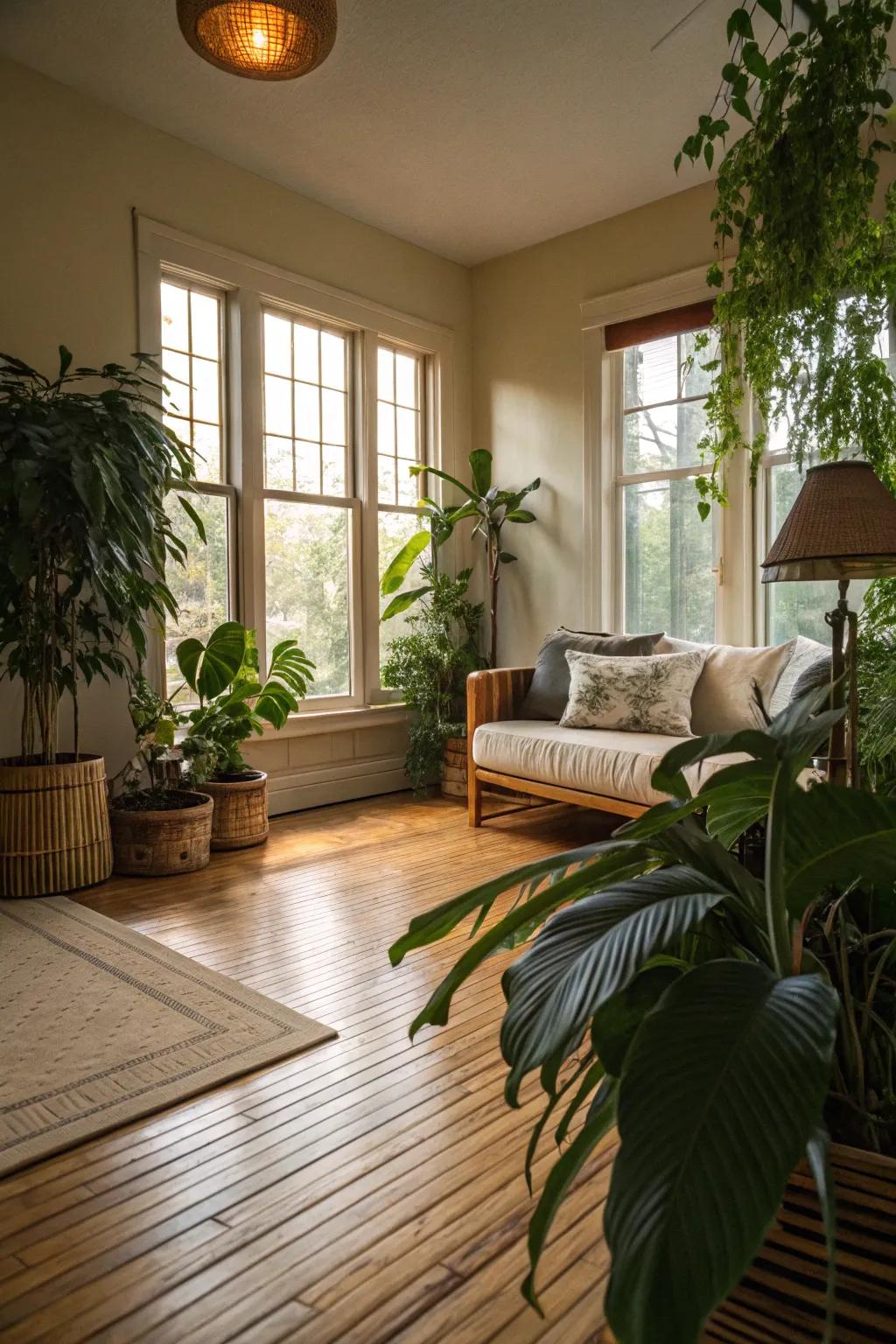 Sustainable comfort with cane floors.