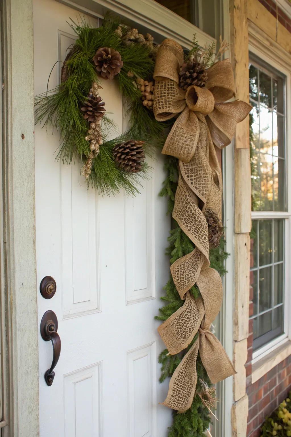 Burlap and fabrics introduce countryside allure to your garland presentation.