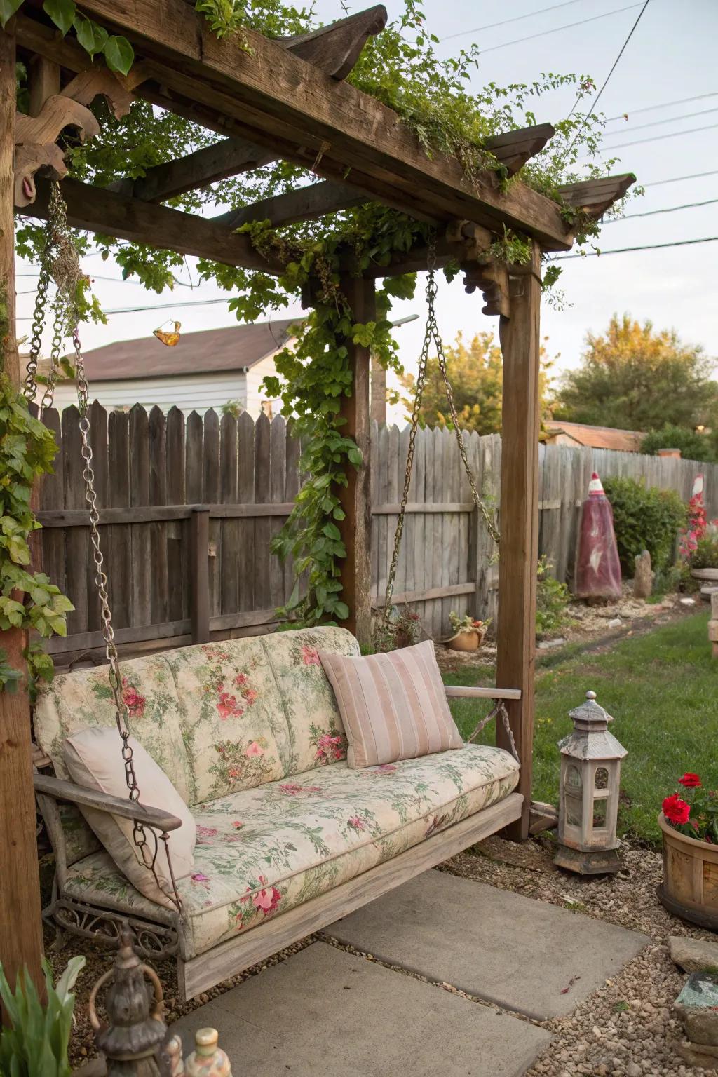 Incorporate vintage charm with repurposed materials.