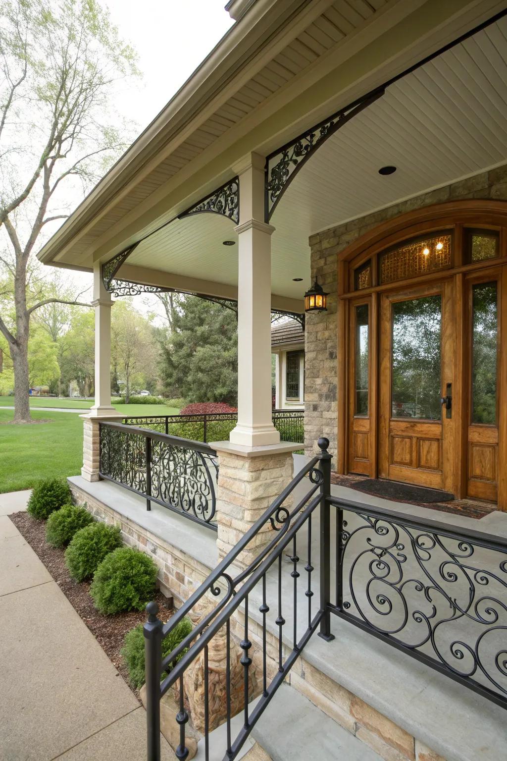 Metal railings that seamlessly complement the home's architecture.