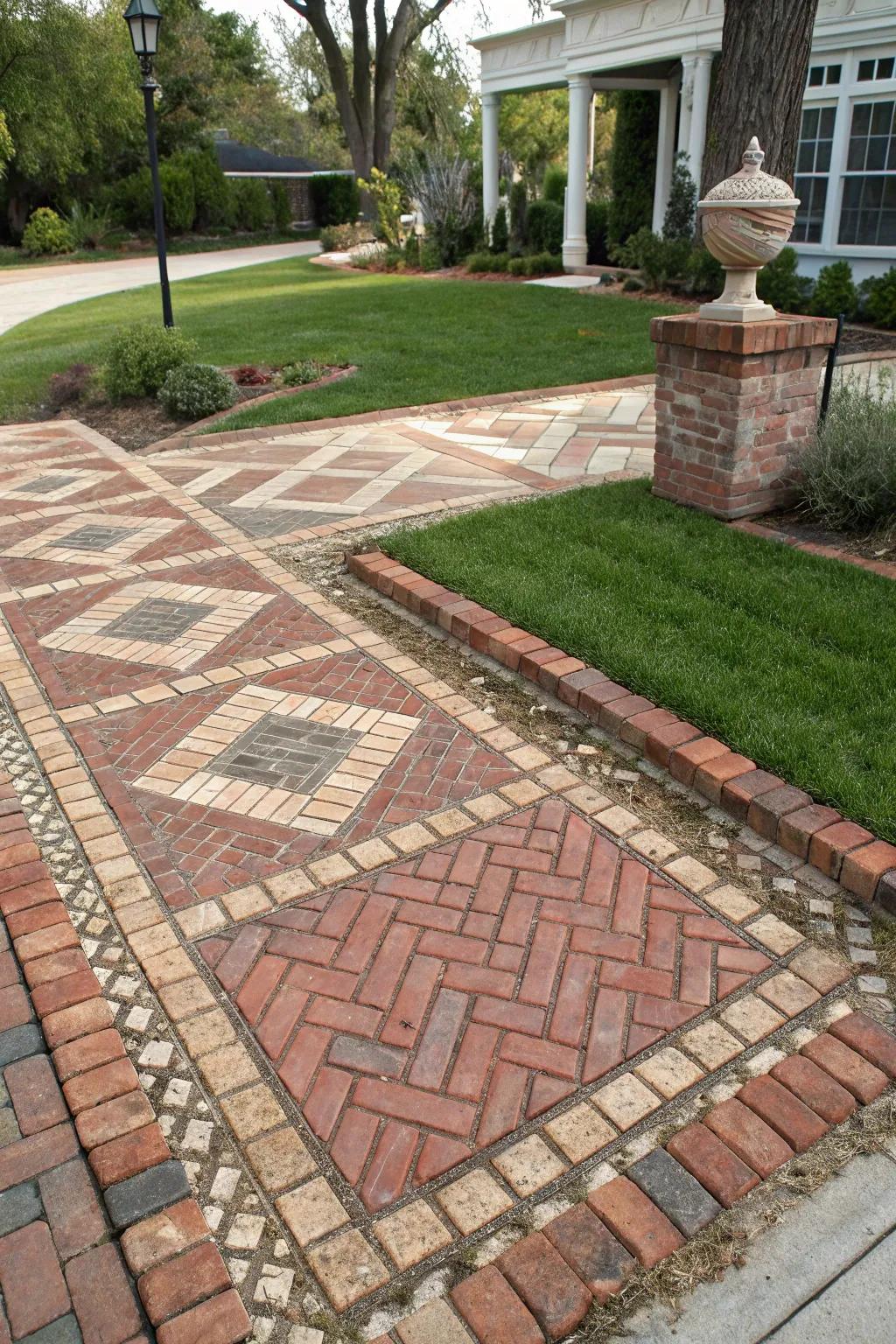 Varied brick patterns create creativity into the landscape.