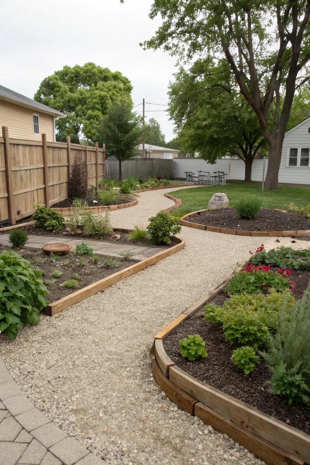 Ground layers define unique zones in the courtyard.