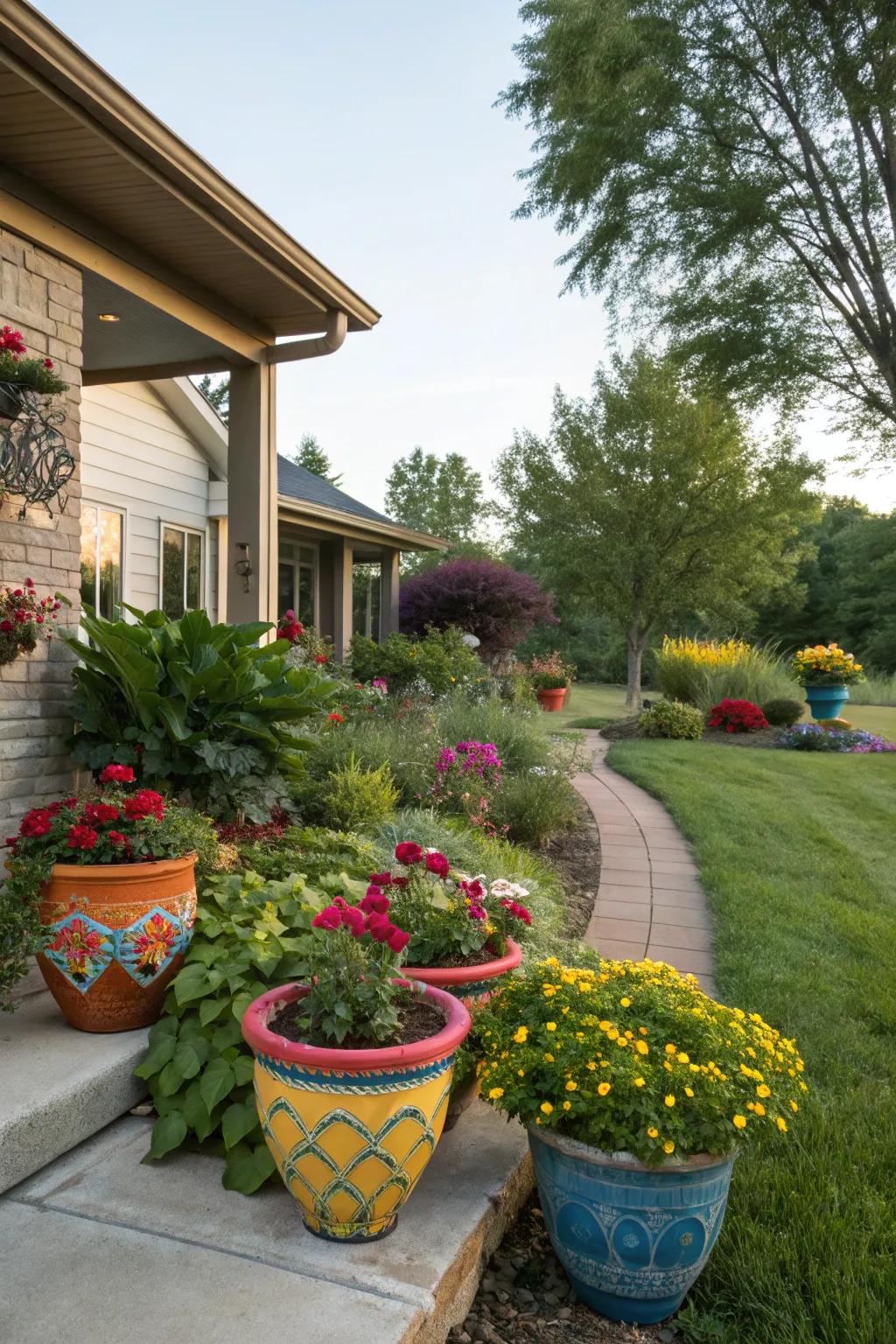 Ornamental ceramics contribute color and intrigue.