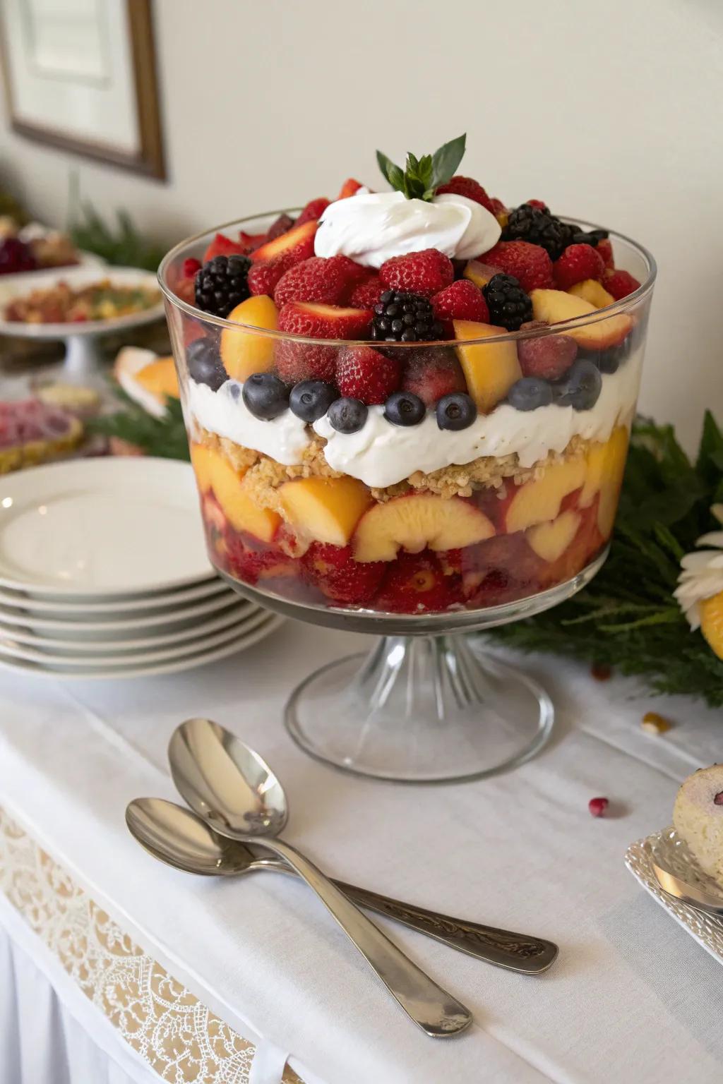 A show-stopping layered fruit trifle centerpiece.