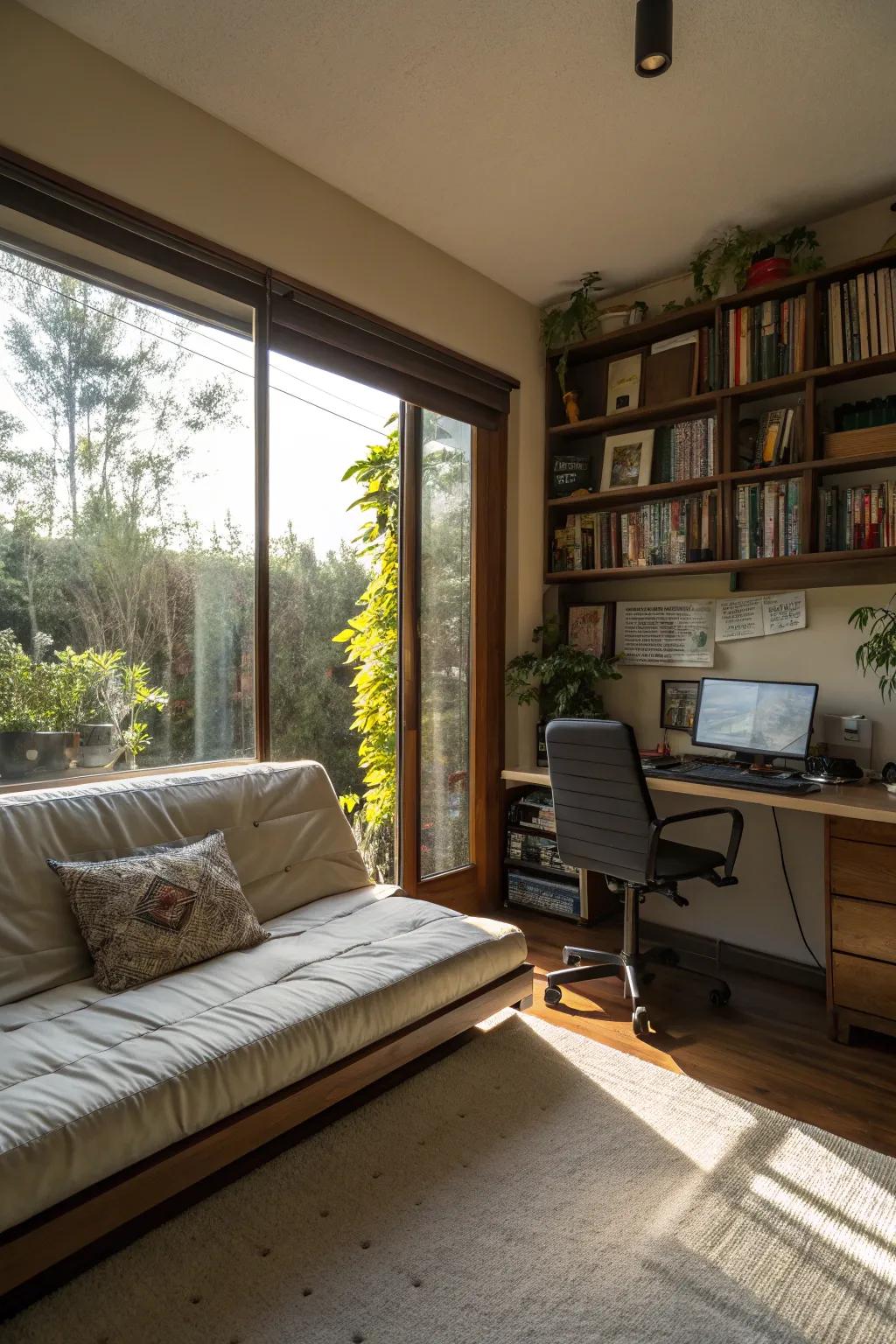 Sunlight enhances the warmth and mood of your office.