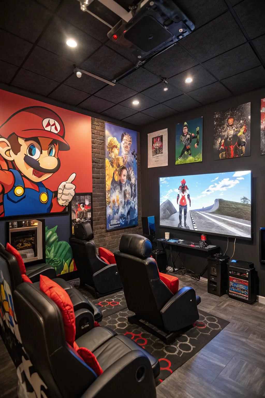Thematic artwork introduces a personal touch to your gaming space.