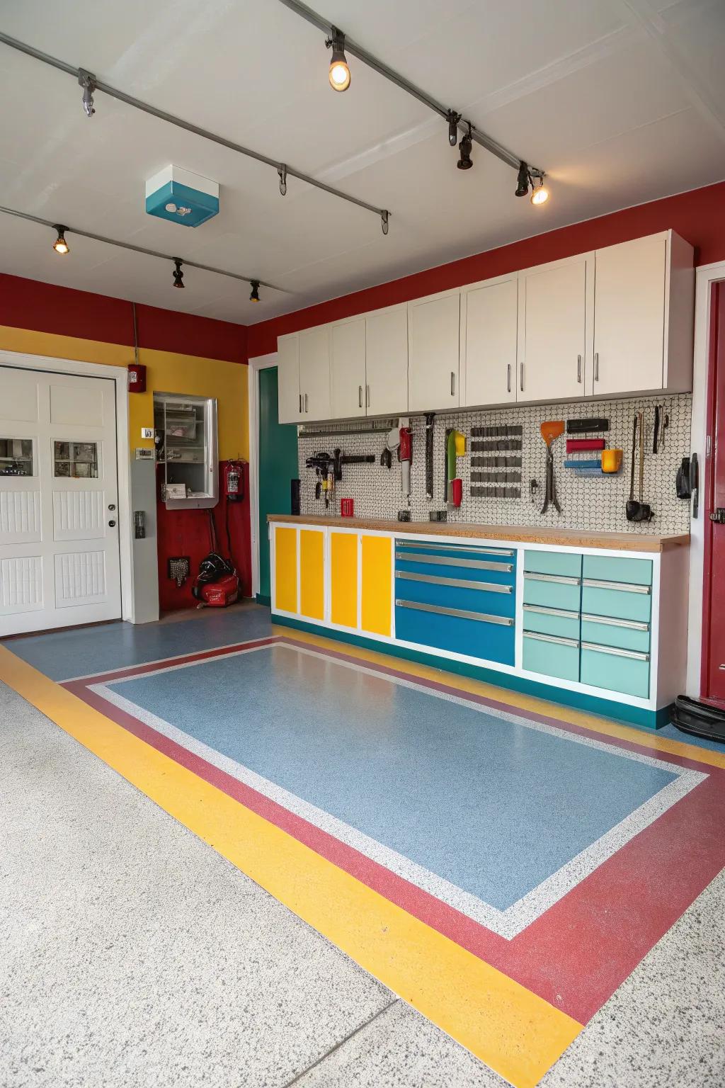 Color-coordinated baseboards enhance the visual harmony of your garage.