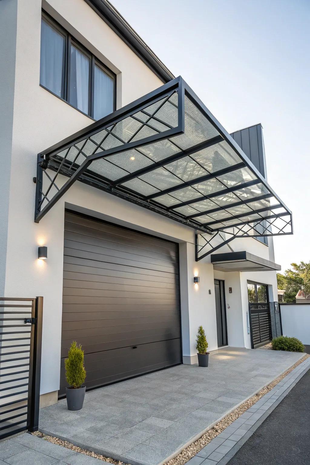 Refined angled alloy shelter with a modern flair.