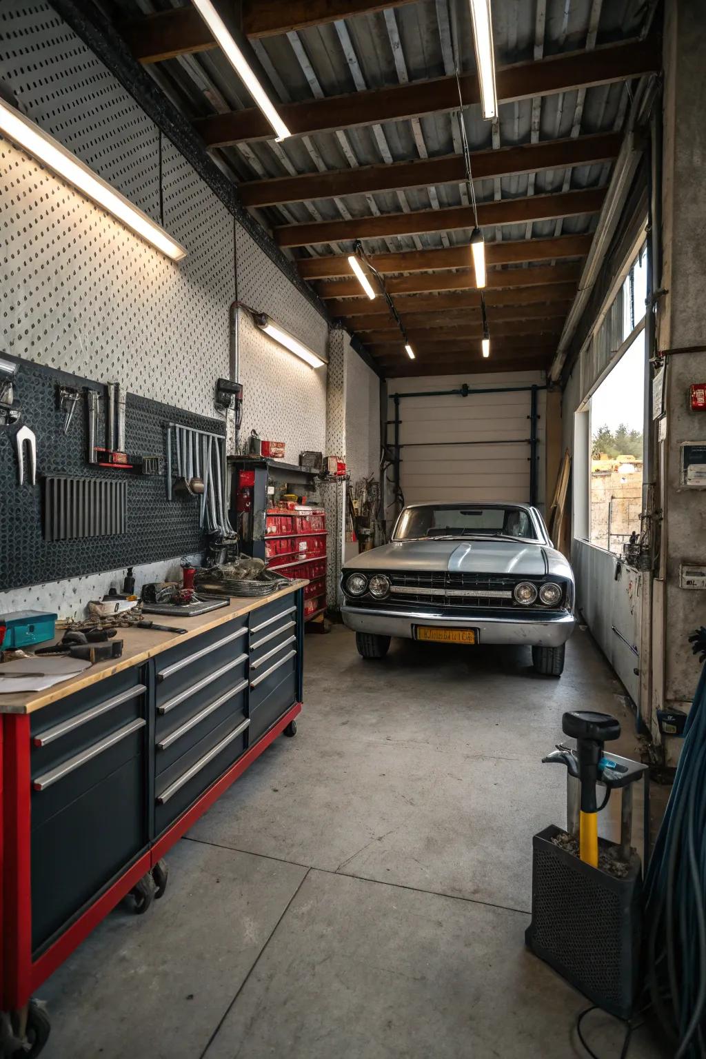 Metallic coverings introduce an industrial-chic element to your location.
