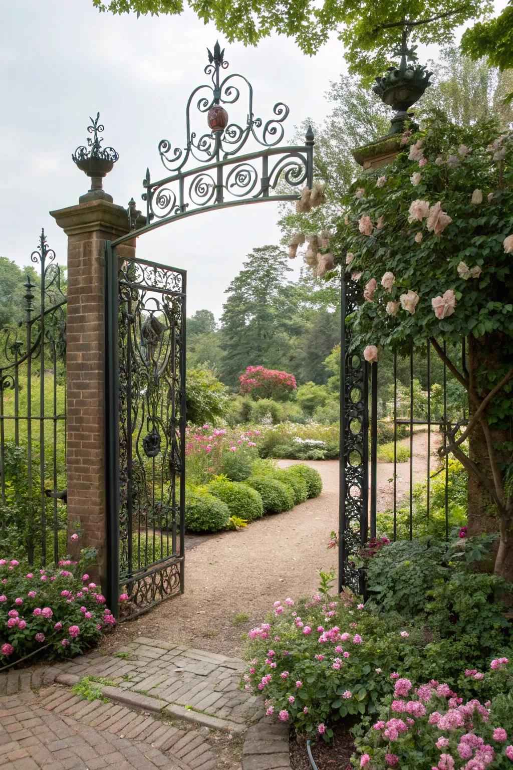 Ornate elements add elegance to this garden access.