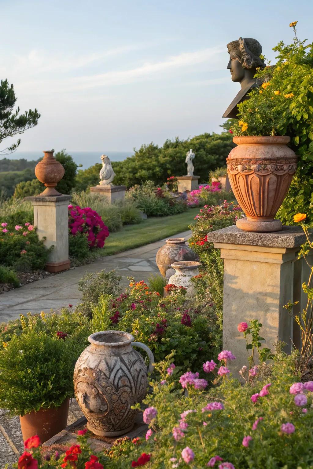 Garden artistry infuses character and allure into exterior expanses.