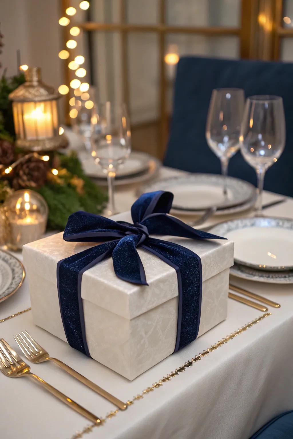 Gift with luxurious velvet ribbons