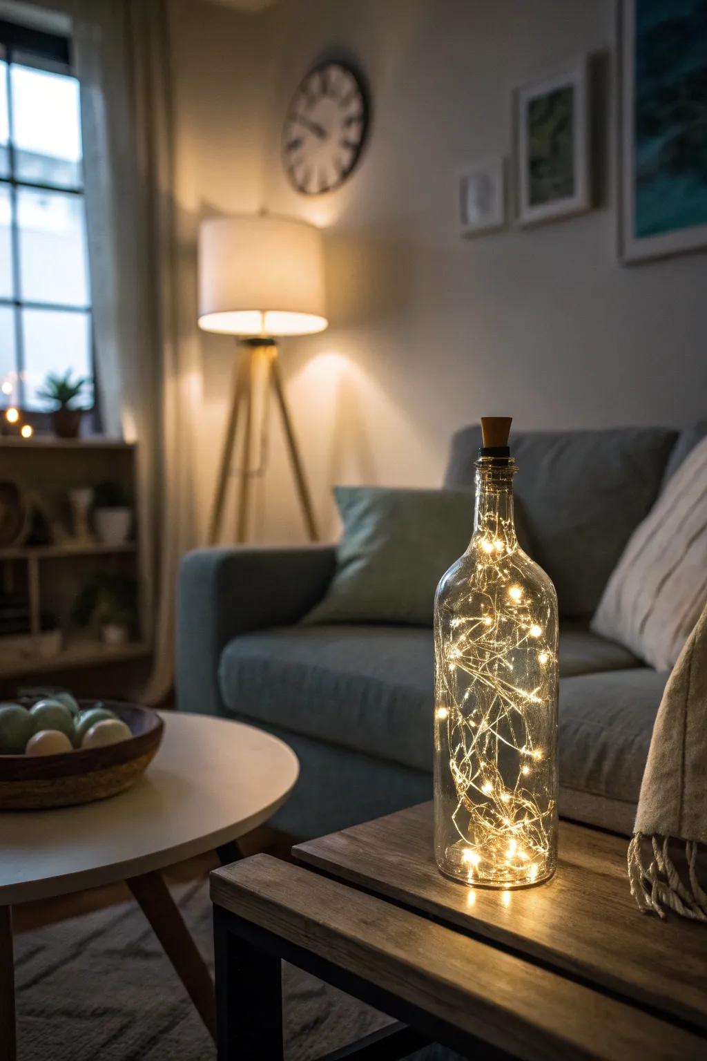 A radiant container light infusing warmth into the room.