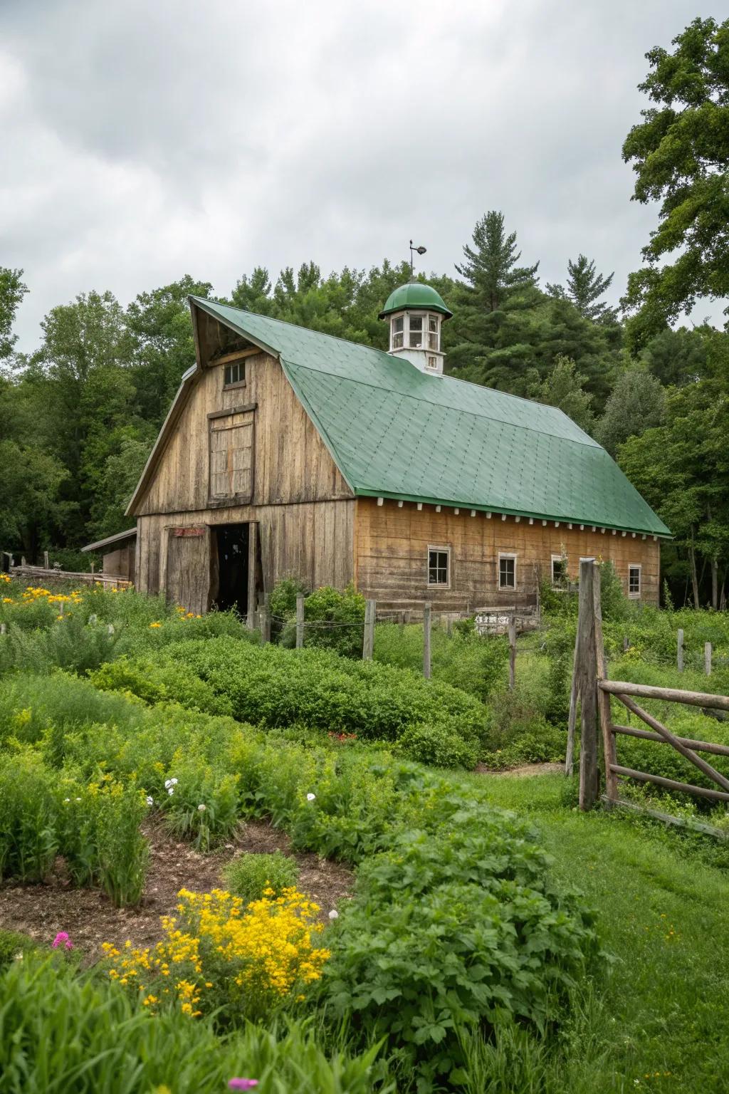 A vegetated roof introduces sustainable insulation and charm.