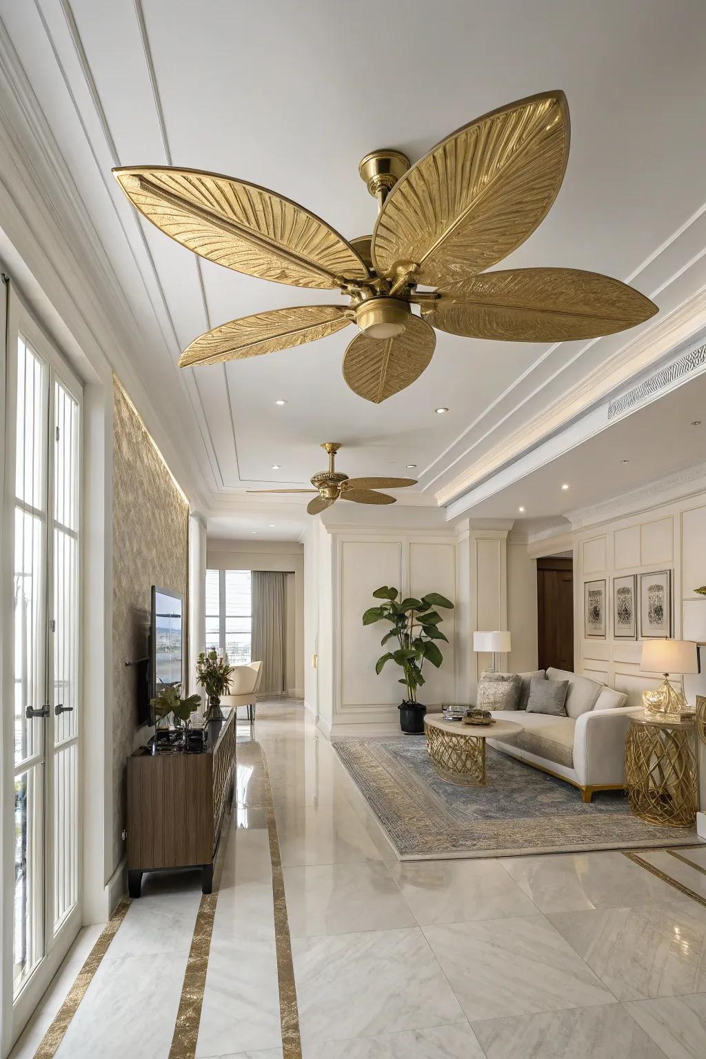 Turn your ceiling fan into a conversation starter with gilded paper.