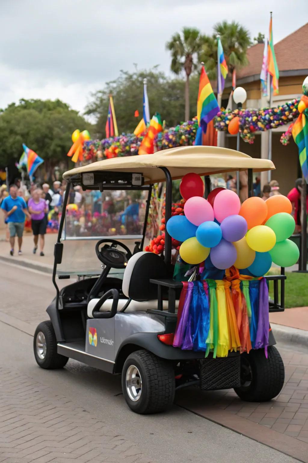Ready your extravagant golf cart for a procession through elaborate decorations.