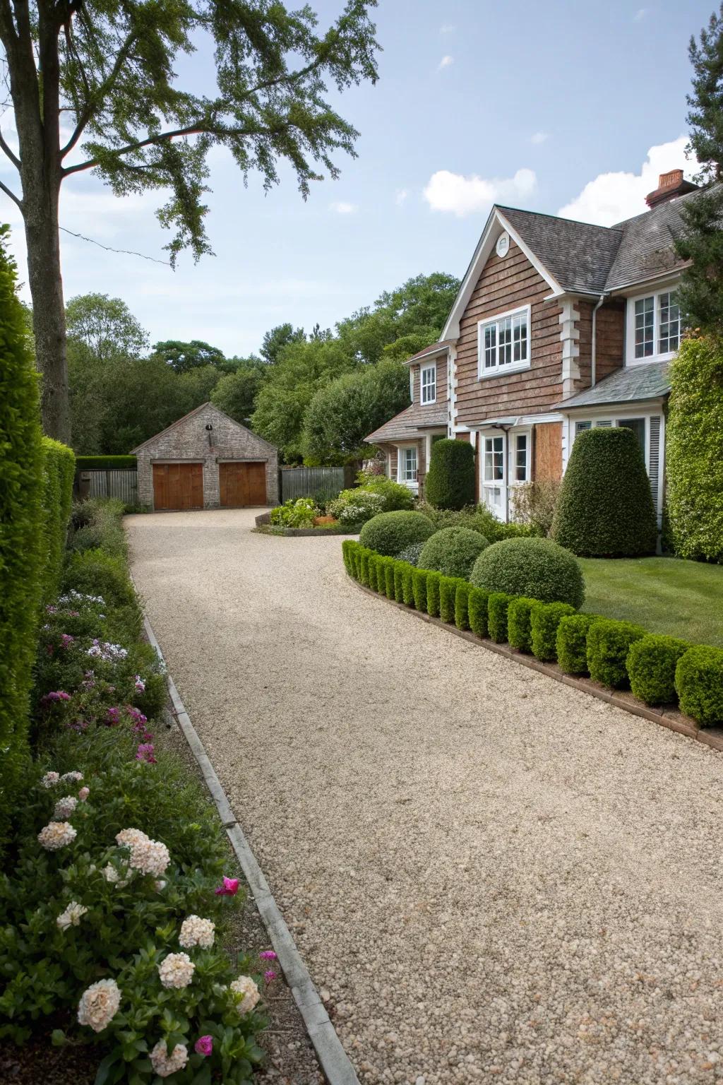Shrubs function as organic dividers, infusing solitude and greenery.