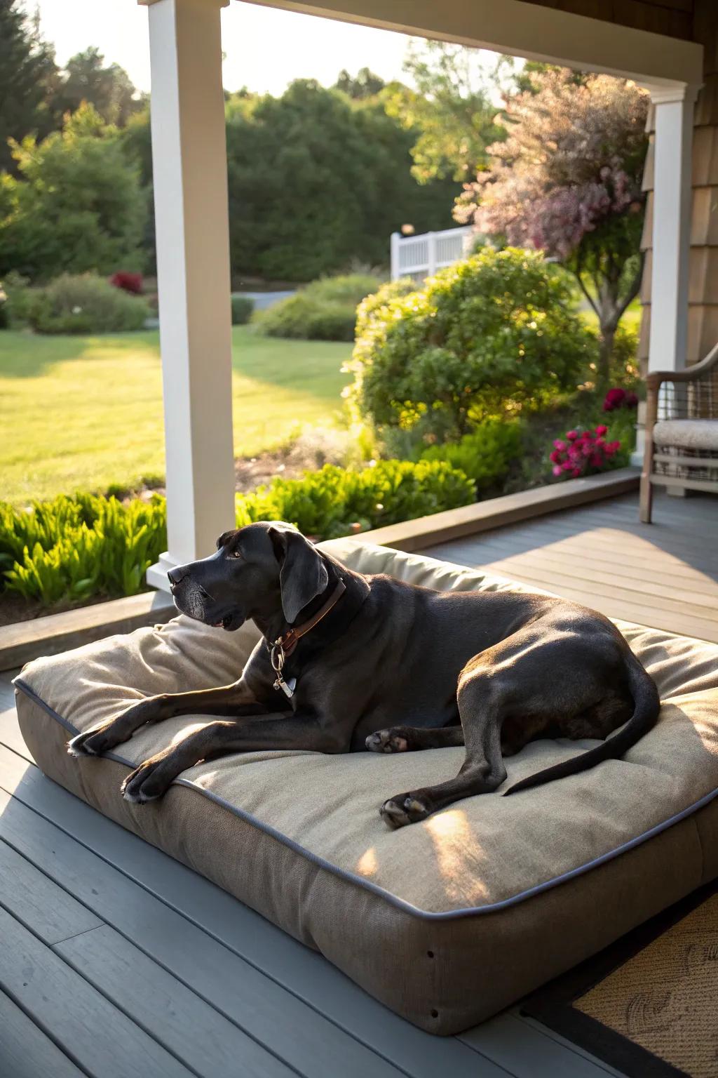 Outdoor canine beds offer an exquisite spot for your Great Dane to revel in the sunshine.