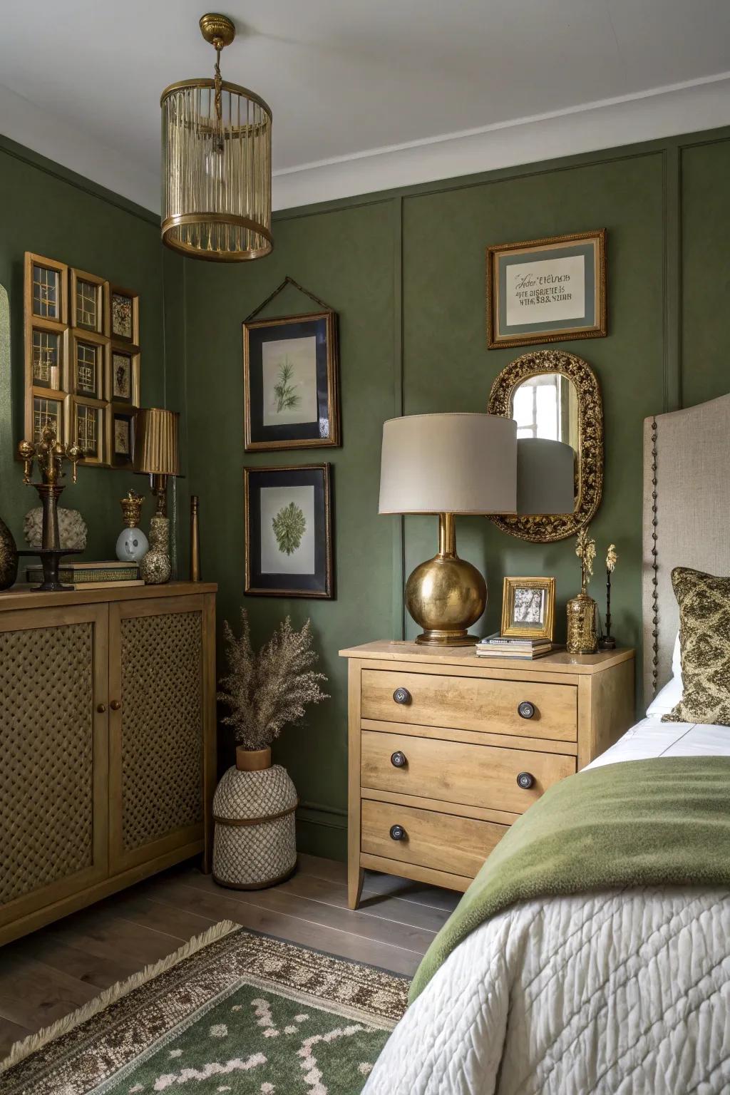 Shades of green add a vintage charm with their rich, snug tones.
