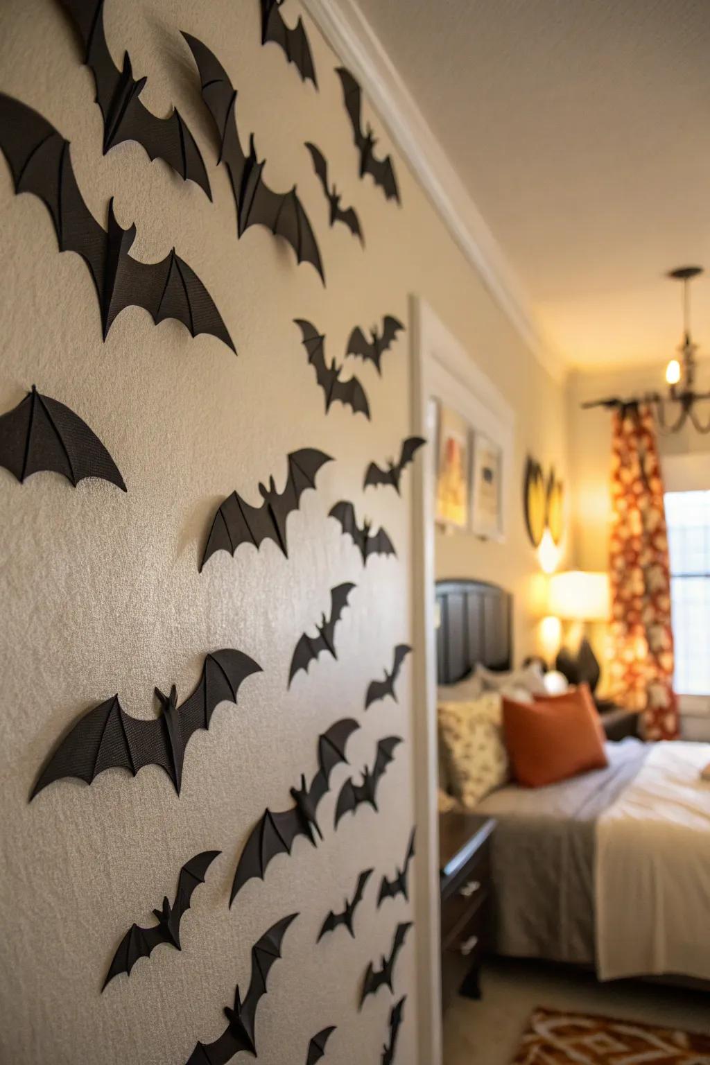 Paper bats can bring an element of surprise to your bedroom decor.
