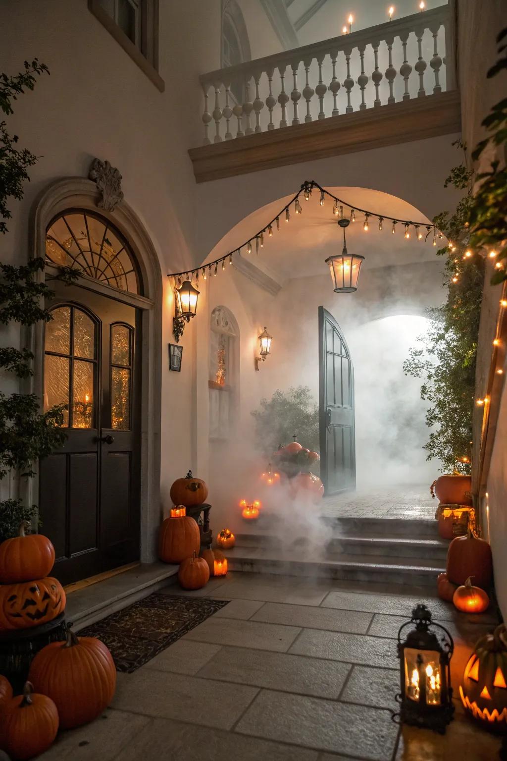 A misty entrance vestibule establishes a mysterious ambience as visitors arrive.