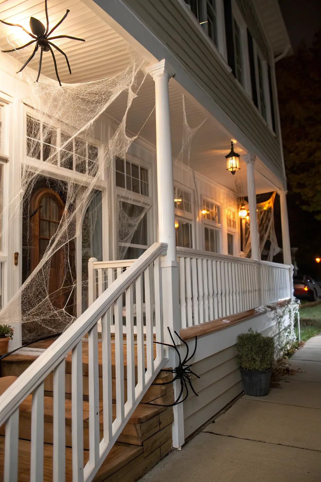 Arachnid threads conjure a delightfully creepy nook on this entrance.