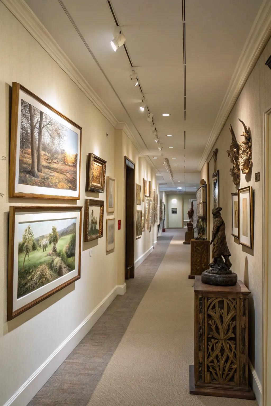 Themed collections enhance corridors, infusing them with storytelling richness.