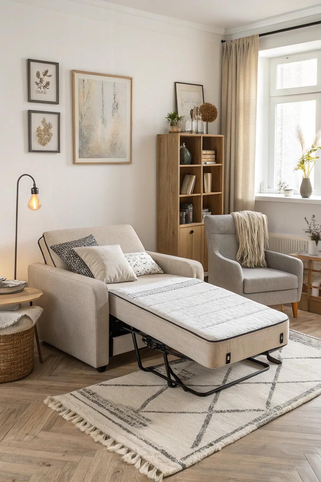 Space-saving chair bed for flexible living