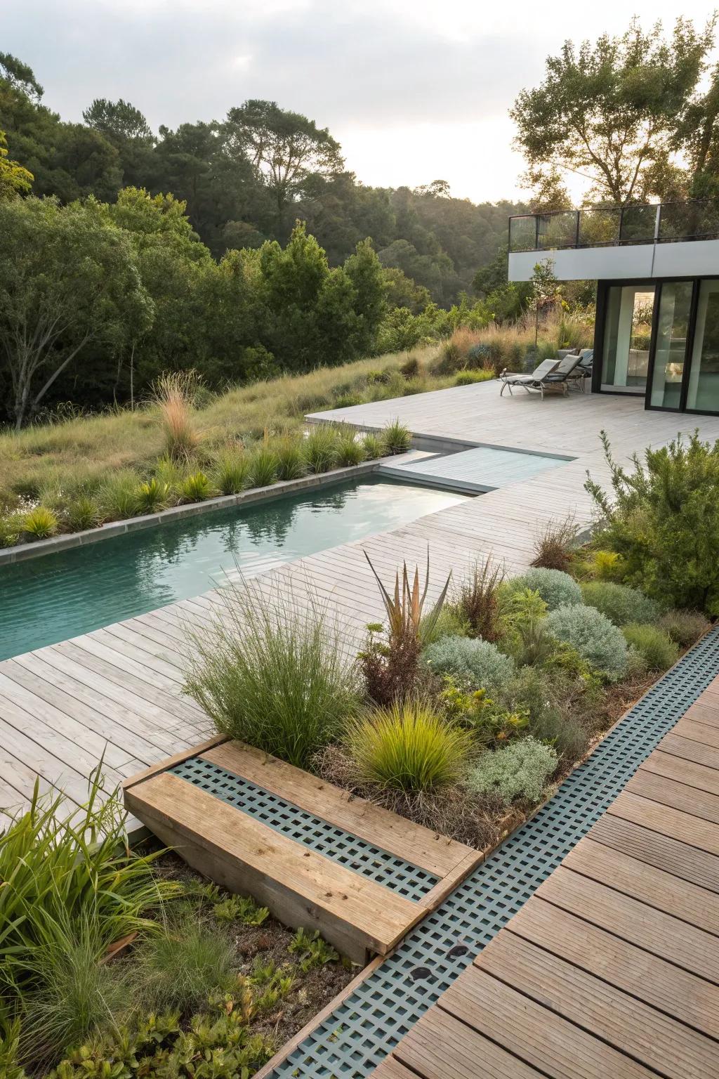 Eco-friendly drainage blends with sustainable landscaping.