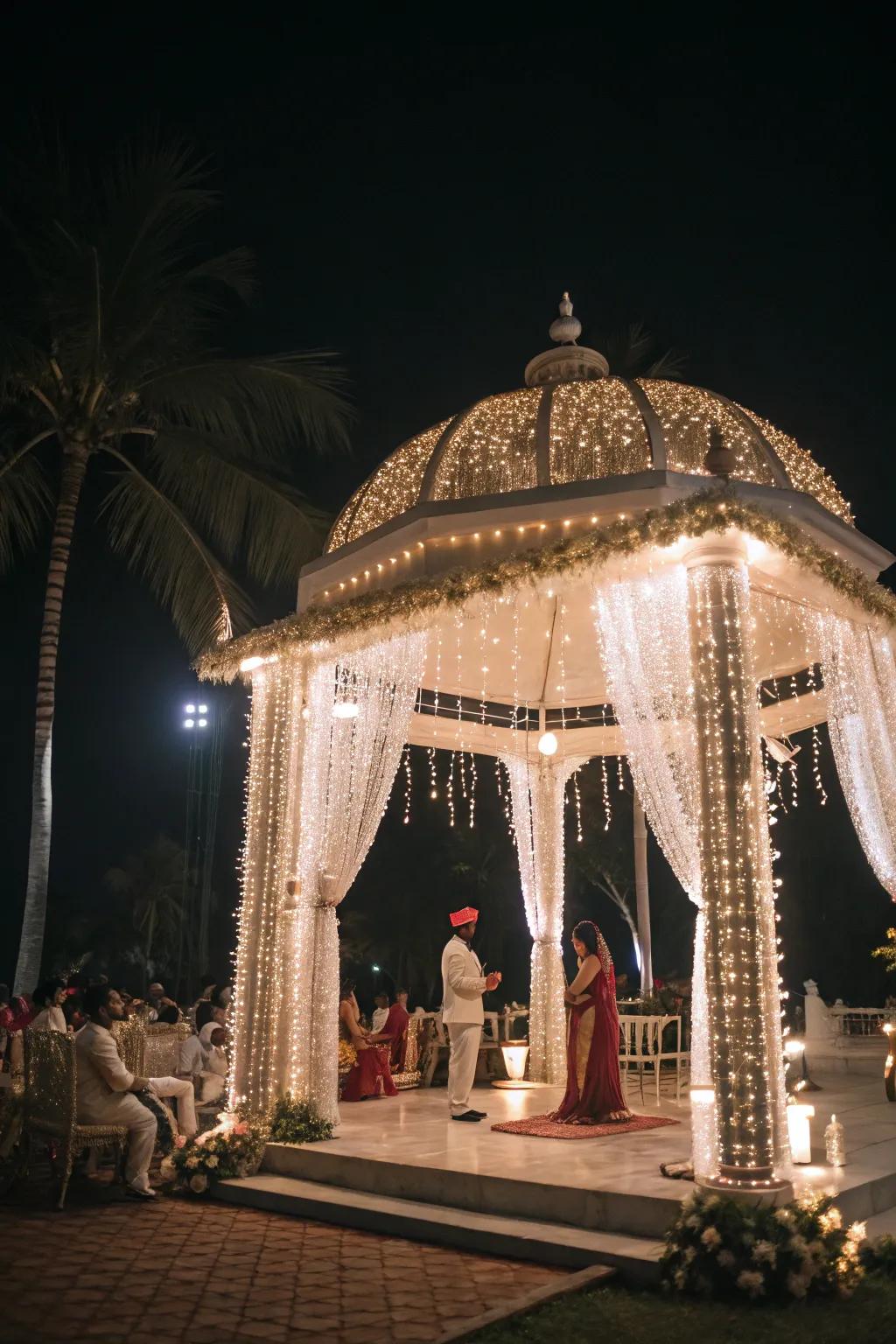 Ethereal lights forming an ethereal ambiance around the mandap.