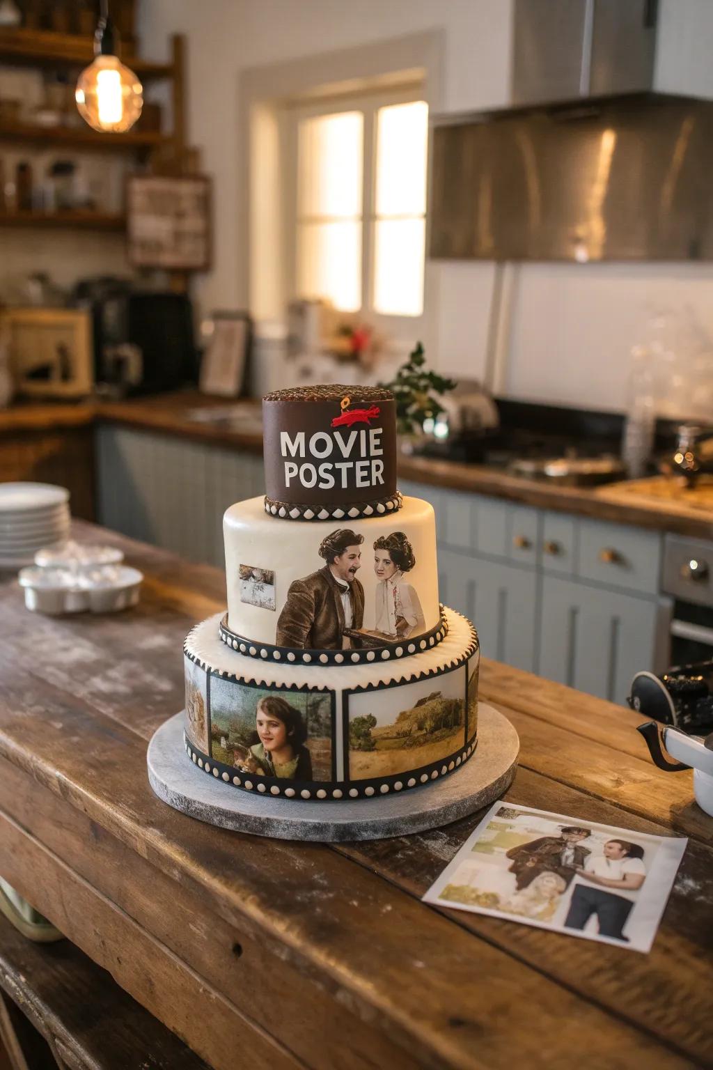 A personalized film announcement cake turns the guest of honor into a star.