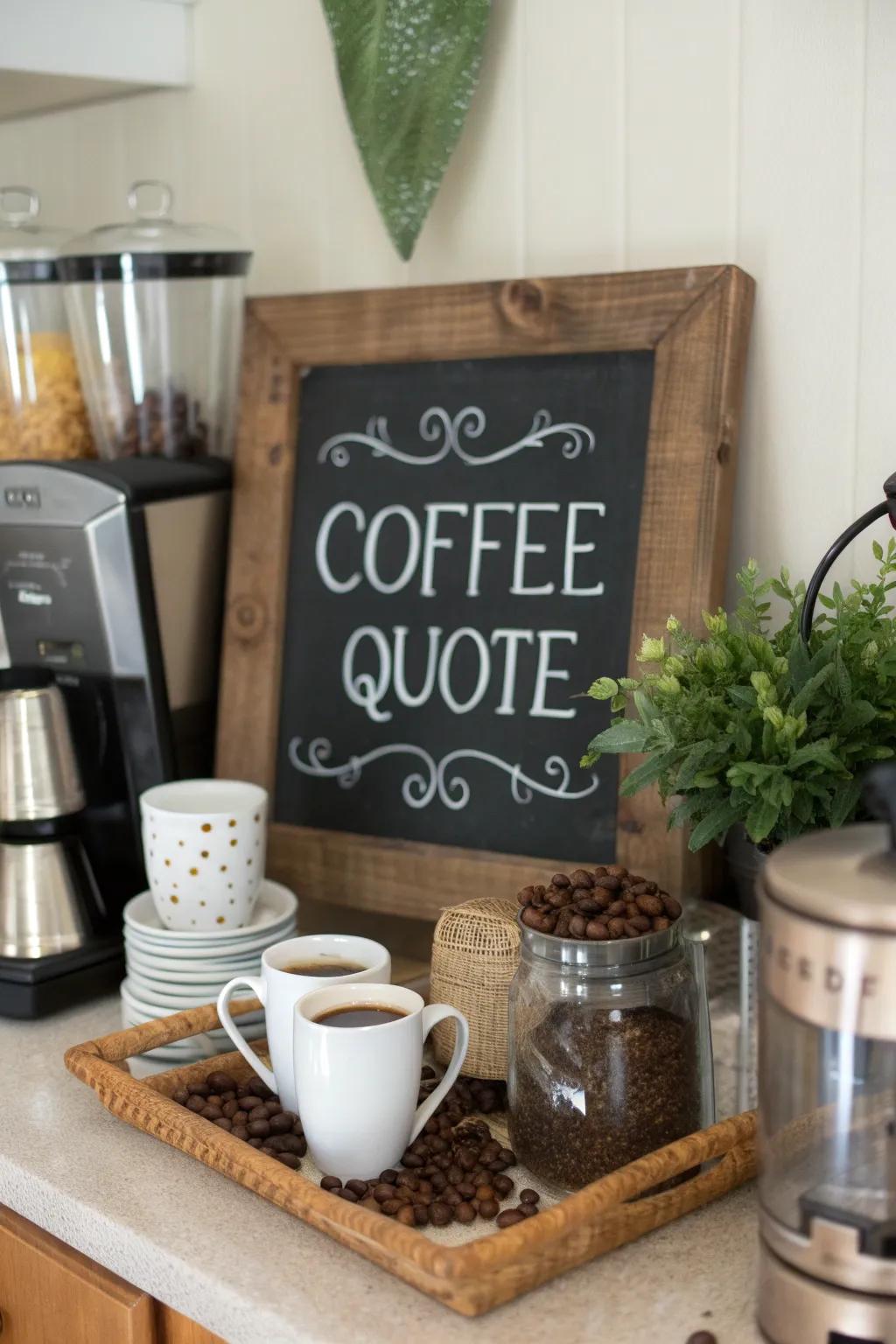 Themed designs personalize and improve your coffee station's charm.