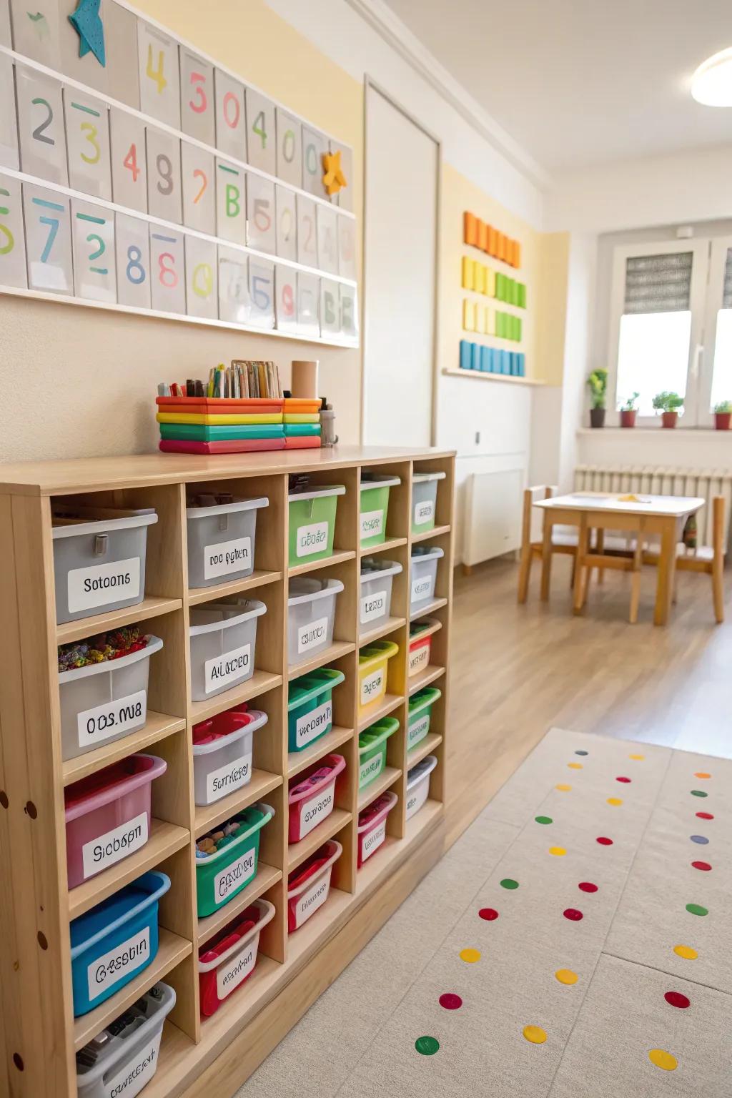 Maintain order and accessibility with systemized storage solutions.