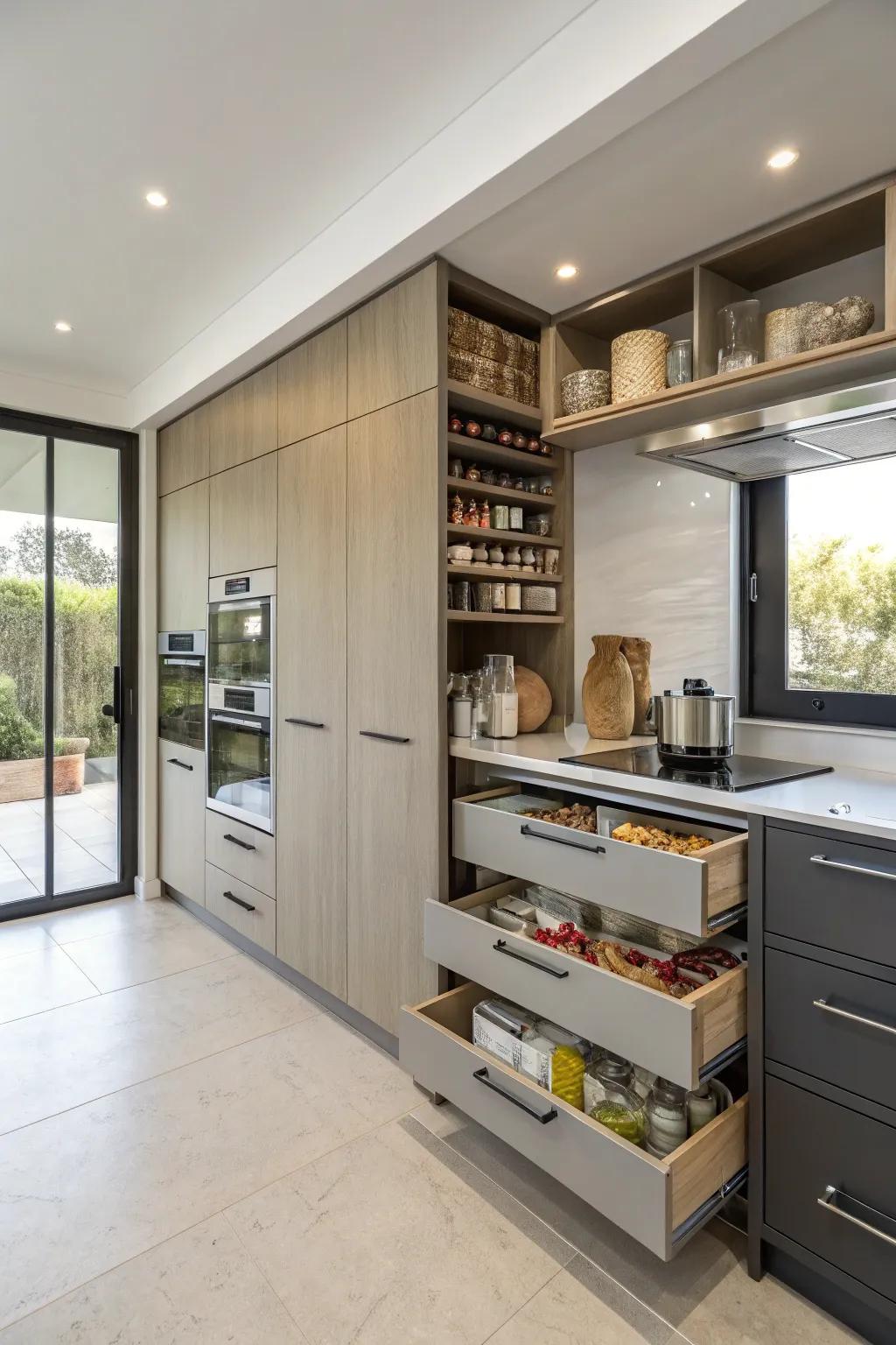 Innovative cabinets that keep everything in its place.
