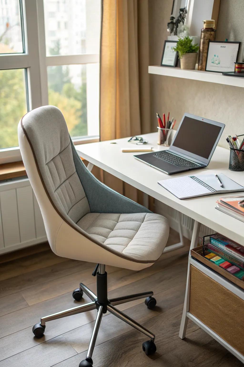 A comfy chair improves focus during study.
