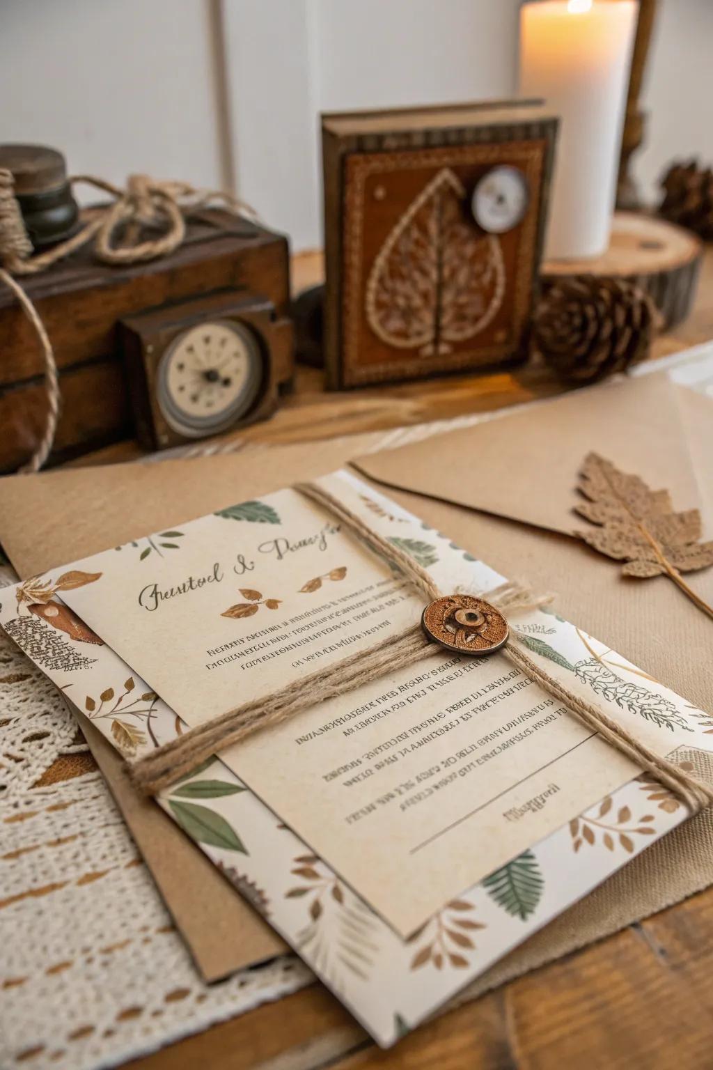 Country elegance adds a cozy feel to your invites.