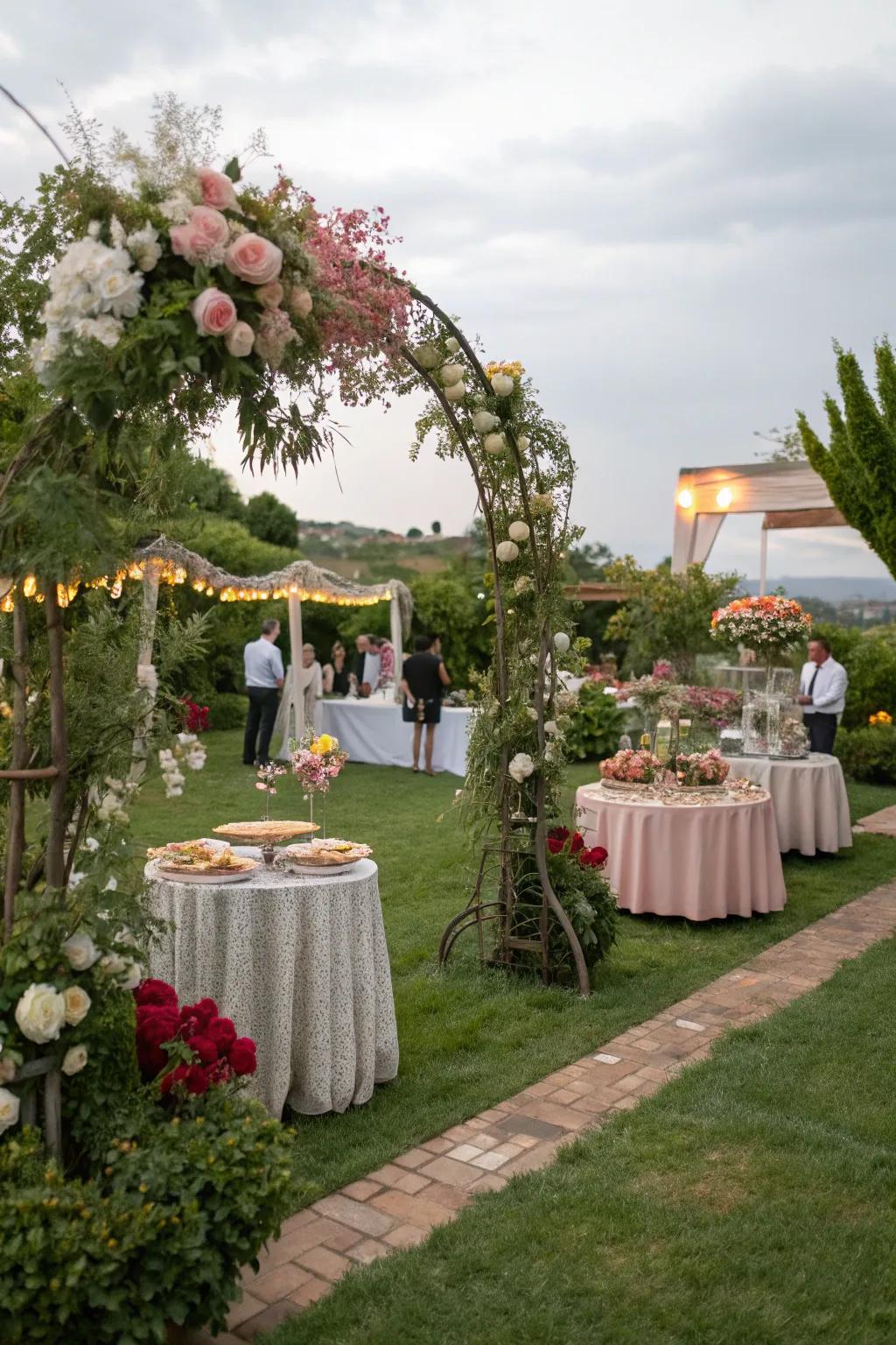 A picturesque garden social for a housewarming celebration