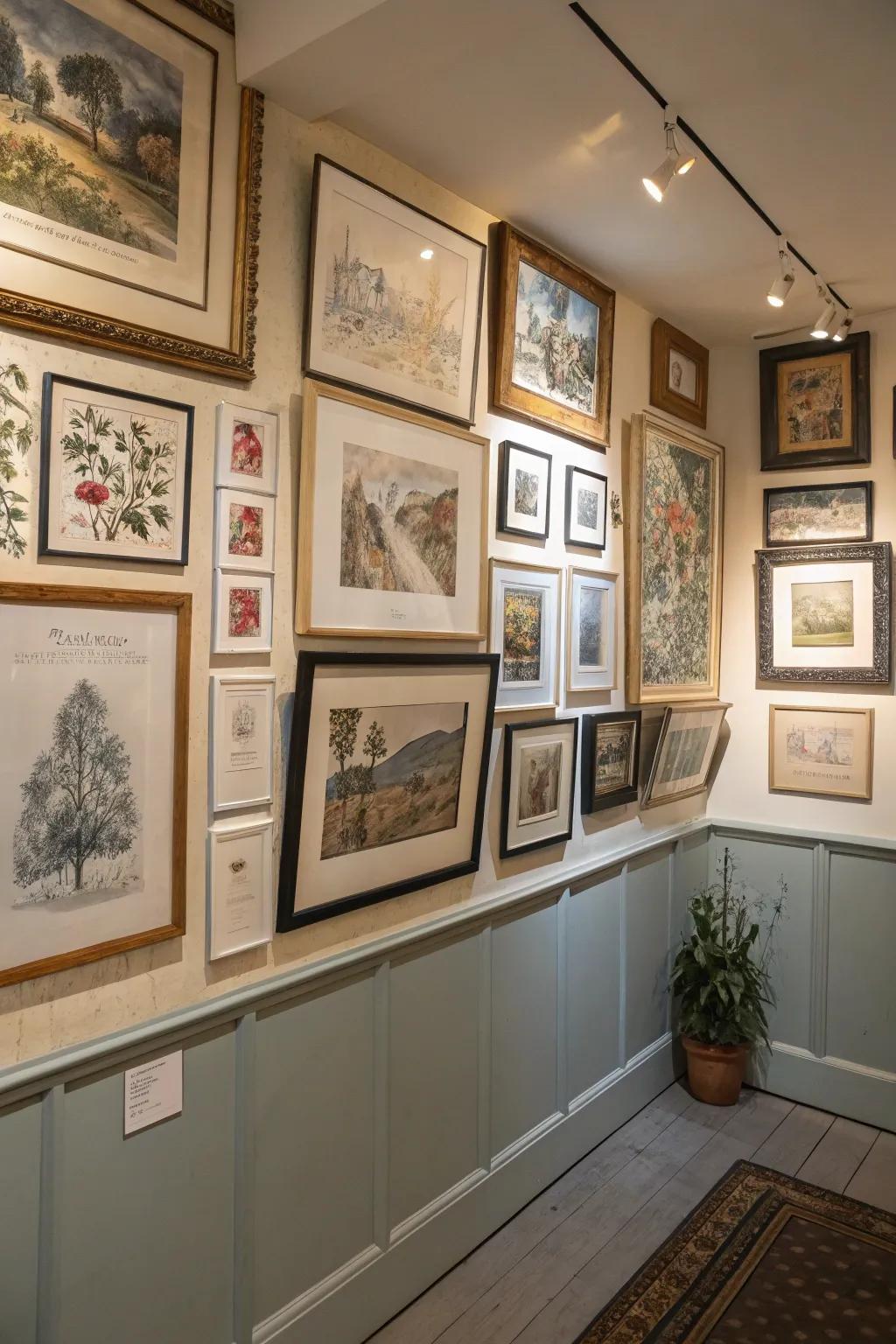 A curated wall introduces a personal touch to any corner.