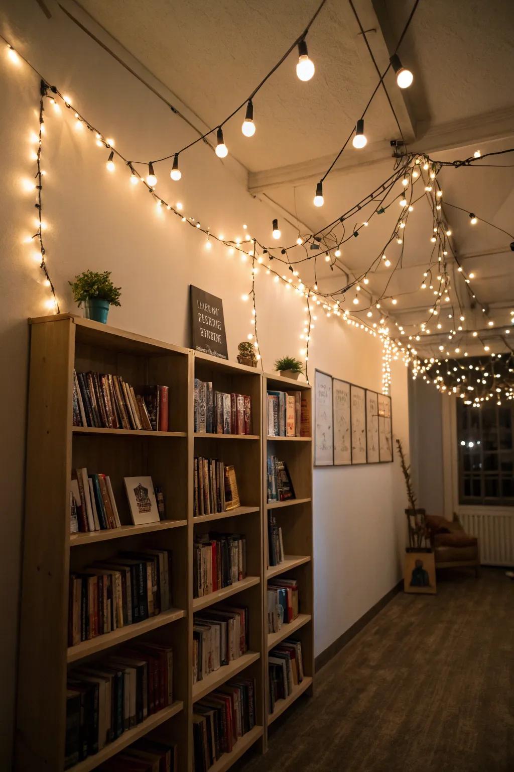 Fairy lights producing a romantic setting.