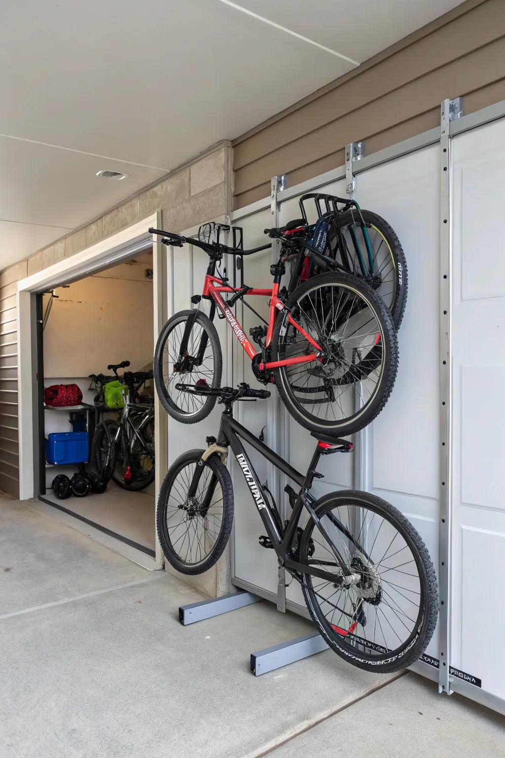 Folding wall racks maximize space when not in use.