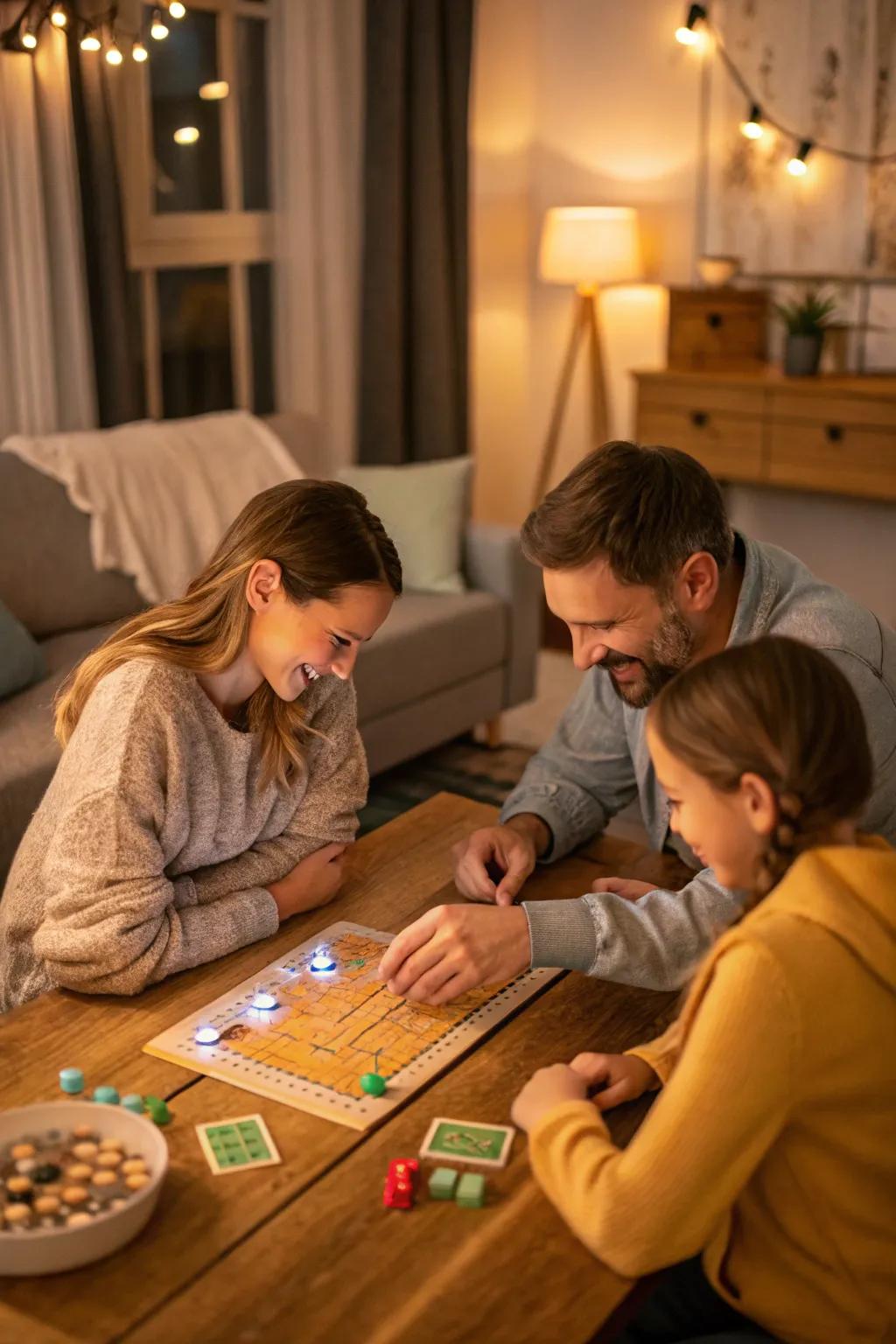 Interactive board games unite families.