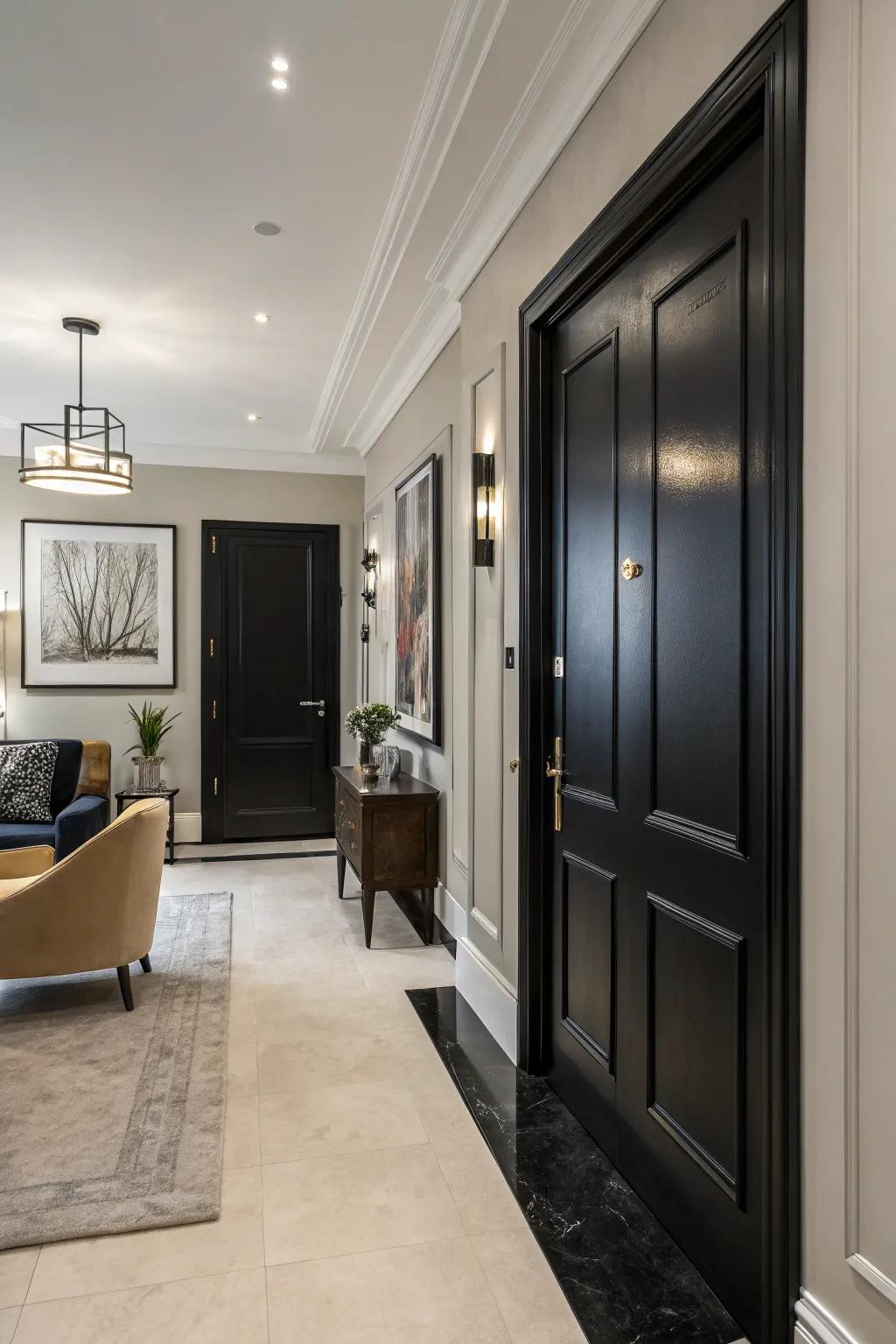 Dark doors offering timeless refinement.
