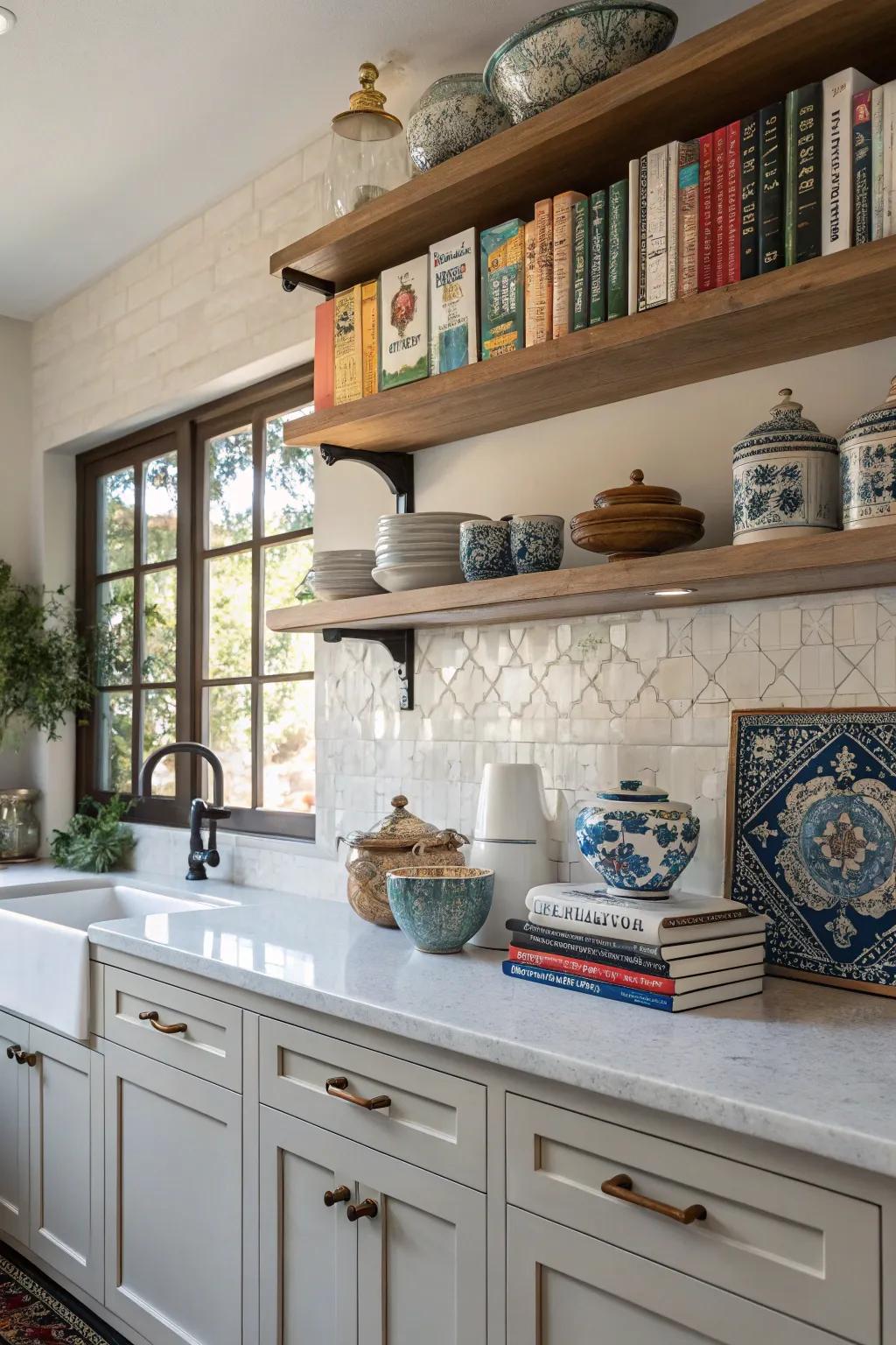 Open shelves offer an elegant way to display and enjoy your special decor.